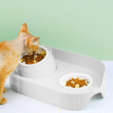 Maxbell Elevated Cat Bowls Raised Cat Food Bowls Pet Dishes for Cats and Small Dogs White