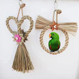 Maxbell Bird Swing Chewing Toy Pet Woven Multifunction Stable for Cockatiel Bird Round