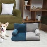 Maxbell Dog Sofa Bed Four Seasons Universal Fashion Nest Soft Pet Sofa Bed for Puppy Cyan Gray