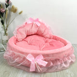 Maxbell Lace Pet Dog Bed Cushion Dog House Kennel Princess for Kitten Pet Small Cats XL Pink