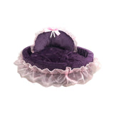 Maxbell Lace Pet Dog Bed Cushion Dog House Kennel Princess for Kitten Pet Small Cats S Violet