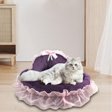 Maxbell Lace Pet Dog Bed Cushion Dog House Kennel Princess for Kitten Pet Small Cats S Violet