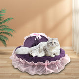 Maxbell Lace Pet Dog Bed Cushion Dog House Kennel Princess for Kitten Pet Small Cats S Violet