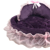 Maxbell Lace Pet Dog Bed Cushion Dog House Kennel Princess for Kitten Pet Small Cats S Violet