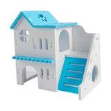 Maxbell Hamster House with Ladder Board Exploration Toy Playground Wood Hideaway Blue