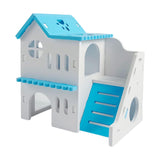 Maxbell Hamster House with Ladder Board Exploration Toy Playground Wood Hideaway Blue