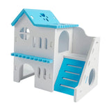Maxbell Hamster House with Ladder Board Exploration Toy Playground Wood Hideaway Blue