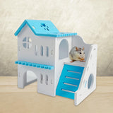 Maxbell Hamster House with Ladder Board Exploration Toy Playground Wood Hideaway Blue