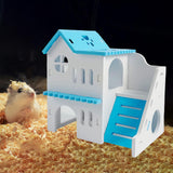 Maxbell Hamster House with Ladder Board Exploration Toy Playground Wood Hideaway Blue