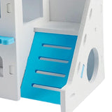 Maxbell Hamster House with Ladder Board Exploration Toy Playground Wood Hideaway Blue