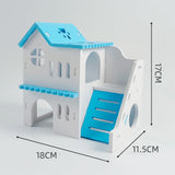 Maxbell Hamster House with Ladder Board Exploration Toy Playground Wood Hideaway Blue
