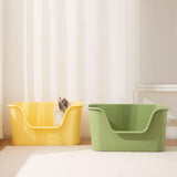 Maxbell Cat Litter Box Portable Deep Loo Large Space Bedpan Open Top Pet Litter Tray Green