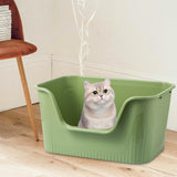 Maxbell Cat Litter Box Portable Deep Loo Large Space Bedpan Open Top Pet Litter Tray Green