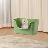 Maxbell Cat Litter Box Portable Deep Loo Large Space Bedpan Open Top Pet Litter Tray Green