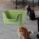 Maxbell Cat Litter Box Portable Deep Loo Large Space Bedpan Open Top Pet Litter Tray Green