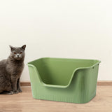 Maxbell Cat Litter Box Portable Deep Loo Large Space Bedpan Open Top Pet Litter Tray Green