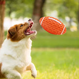 Maxbell Dog Toy Balls Rugby Sounds Interactive Ball for Puppies Entertainment Indoor Orange Small