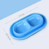 Maxbell Cat Food and Water Bowl Set AntiSlip for Indoor Cats Outside Pet Double Bowl Small Blue