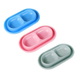 Maxbell Cat Food and Water Bowl Set AntiSlip for Indoor Cats Outside Pet Double Bowl Small Blue