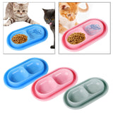 Maxbell Cat Food and Water Bowl Set AntiSlip for Indoor Cats Outside Pet Double Bowl Small Blue