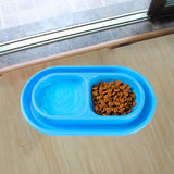 Maxbell Cat Food and Water Bowl Set AntiSlip for Indoor Cats Outside Pet Double Bowl Small Blue