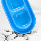 Maxbell Cat Food and Water Bowl Set AntiSlip for Indoor Cats Outside Pet Double Bowl Small Blue