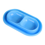 Maxbell Cat Food and Water Bowl Set AntiSlip for Indoor Cats Outside Pet Double Bowl Small Blue