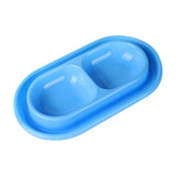 Maxbell Cat Food and Water Bowl Set AntiSlip for Indoor Cats Outside Pet Double Bowl Small Blue