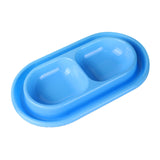 Maxbell Cat Food and Water Bowl Set AntiSlip for Indoor Cats Outside Pet Double Bowl Small Blue