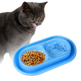 Maxbell Cat Food and Water Bowl Set AntiSlip for Indoor Cats Outside Pet Double Bowl Small Blue