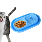 Maxbell Cat Food and Water Bowl Set AntiSlip for Indoor Cats Outside Pet Double Bowl Small Blue