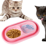 Maxbell Cat Food and Water Bowl Set AntiSlip for Indoor Cats Outside Pet Double Bowl Small Pink