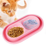 Maxbell Cat Food and Water Bowl Set AntiSlip for Indoor Cats Outside Pet Double Bowl Small Pink