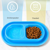 Maxbell Cat Food and Water Bowl Set AntiSlip for Indoor Cats Outside Pet Double Bowl Large Blue