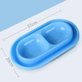 Maxbell Cat Food and Water Bowl Set AntiSlip for Indoor Cats Outside Pet Double Bowl Large Blue