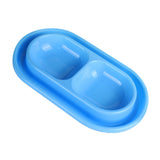 Maxbell Cat Food and Water Bowl Set AntiSlip for Indoor Cats Outside Pet Double Bowl Large Blue