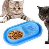 Maxbell Cat Food and Water Bowl Set AntiSlip for Indoor Cats Outside Pet Double Bowl Large Blue