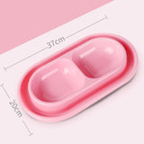 Maxbell Cat Food and Water Bowl Set AntiSlip for Indoor Cats Outside Pet Double Bowl Large Pink