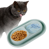 Maxbell Cat Food and Water Bowl Set AntiSlip for Indoor Cats Outside Pet Double Bowl Large Gray