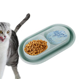 Maxbell Cat Food and Water Bowl Set AntiSlip for Indoor Cats Outside Pet Double Bowl Large Gray