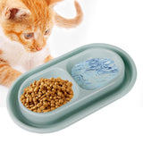 Maxbell Cat Food and Water Bowl Set AntiSlip for Indoor Cats Outside Pet Double Bowl Large Gray
