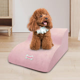 Maxbell Dog Stairs Ramps for Small Dogs and Cats Portable Non Slip Bottom Pet Ladder Pink