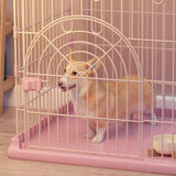 Maxbell Metal Dog Crate with Tray Pet Carrier Door Removable Heavy Duty Box pink M
