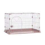 Maxbell Metal Dog Crate with Tray Pet Carrier Door Removable Heavy Duty Box pink M