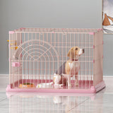 Maxbell Metal Dog Crate with Tray Pet Carrier Door Removable Heavy Duty Box pink M