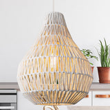 Maxbell Pendant Light Chandelier Rattan Shade E26 Base Rustic Hanging Lights Fixture