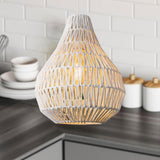 Maxbell Pendant Light Chandelier Rattan Shade E26 Base Rustic Hanging Lights Fixture