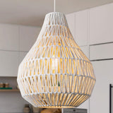 Maxbell Pendant Light Chandelier Rattan Shade E26 Base Rustic Hanging Lights Fixture