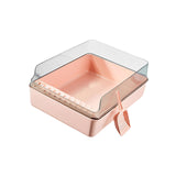 Maxbell Cat Litter Box Open Air with Rim for Indoor Cats Low Profile Cat Litter Tray Pink