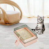 Maxbell Cat Litter Box Open Air with Rim for Indoor Cats Low Profile Cat Litter Tray Pink